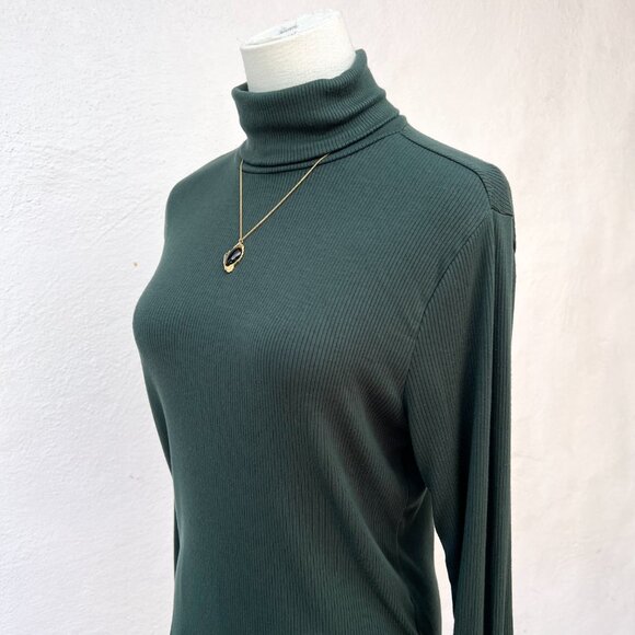 Levi's Ruched Turtleneck Top in Spruce Green (Lrg) Dark Academia / Classic Prep - Picture 11 of 12